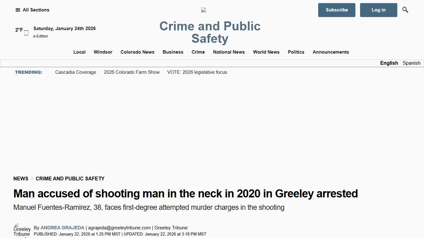 Man accused of shooting man in the neck in 2020 in Greeley arrested
